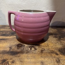 Vintage Pitcher Pink Ring Ware Made In USA Glazed