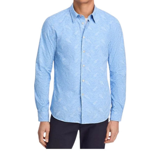 Paul Smith Shirt Mens Medium Blue Floral Tailored Fit Long Sleeve Cotton $195
