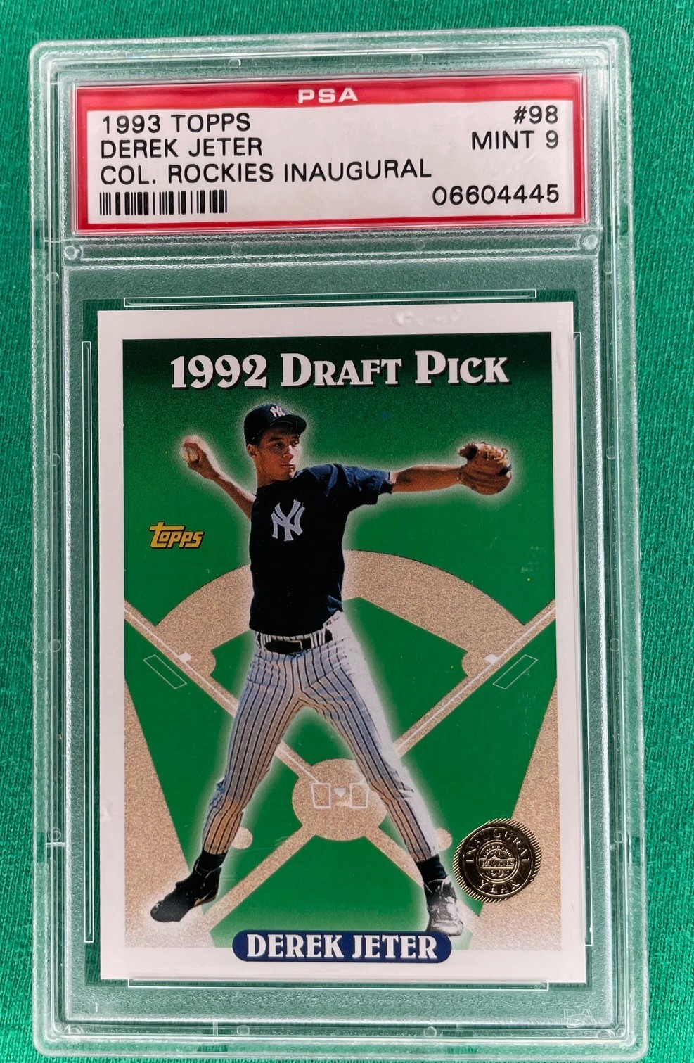 1993 Topps Derek Jeter Inaugural Rockies HOF RC PSA 9 centered MLB Yankees