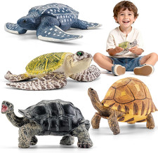 4PCS 5'' Large Sea Turtle  Tortoise Toys Figurines  Realistic Plastic Solid Se