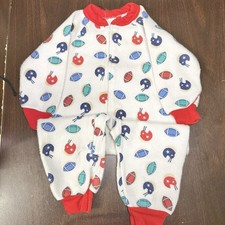 Vintage Carter  s Football Fleece Sleeper White Red Boys 2T Zip Pajamas 90s VGC