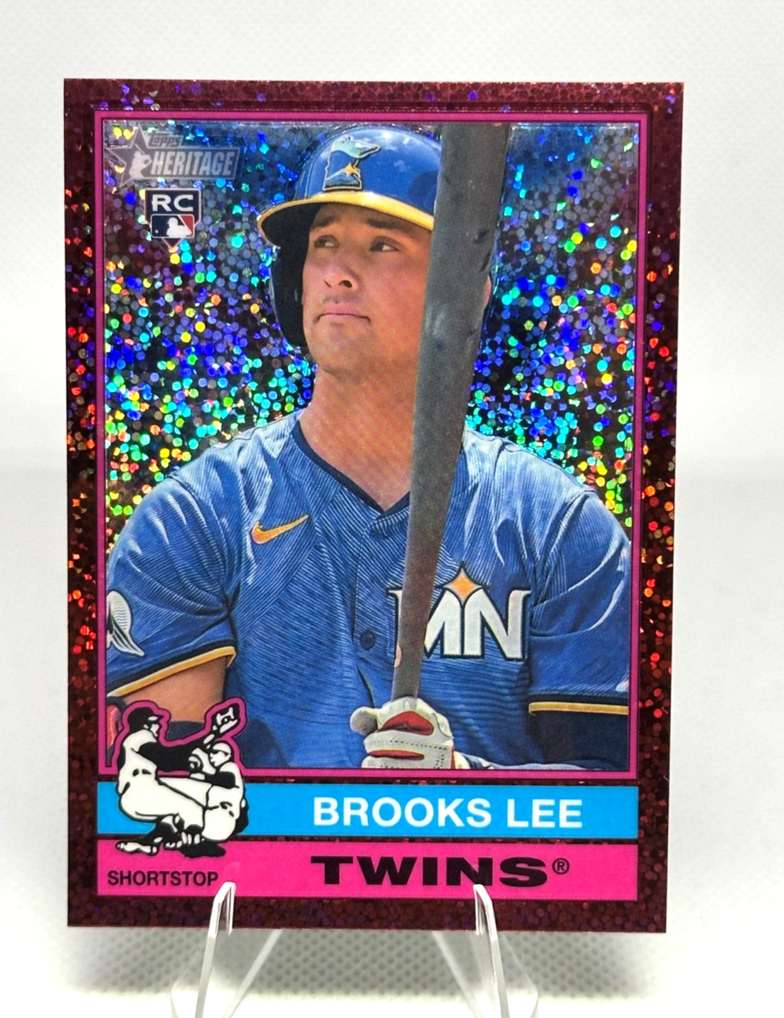 2025 Topps Heritage - Brooks Lee #63 Chrome Burgundy Sparkle Refractor (RC)
