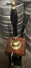 Vintage Hand Pull Pint /Brass + Wood base / Beer pump wooden handle used
