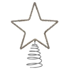 Silver Glass Glitter Star Tree Topper