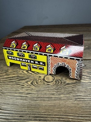 Vintage Woodhaven Tin Litho Train Station Tunnel R.R. Depot Accessory