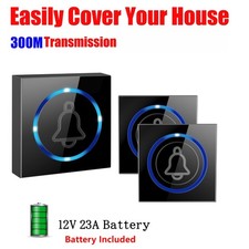 Wireless Door Bell Doorbell Waterproof Wall Plug In Loud 38 Chime LED Flash Set