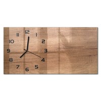 Wanduhr Glasuhr Aus Glas Im Querformat Holzhintergrund Schwarze Zeiger 60X30 Cm