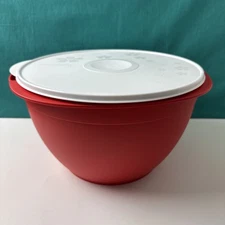 Tupperware Large Maxi Bowl 40 Cups Legacy Mixing Bowl Red With White Seal New