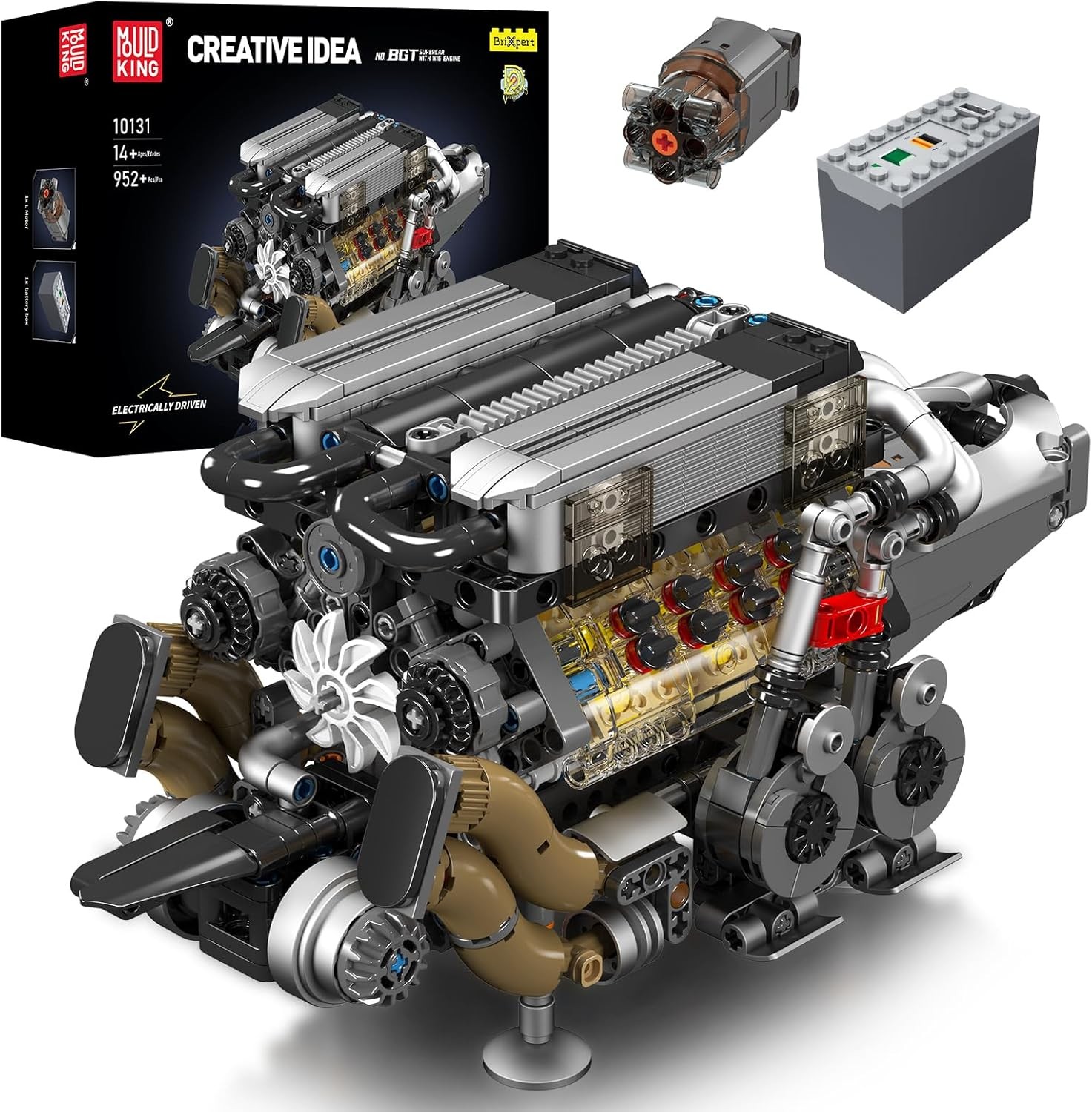 Mould King 10131 Technology Motorized W16 Engine Building Block Model 952pc