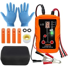 Car Fuel Injector Tester Cleaner Tool Kit w/ 4 Cleaning Adapters & 8 Pulse Modes