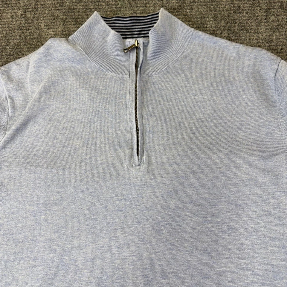 Brooks Brothers Mens Light Blue Qtr Zip Sweater Pullover Knit Mock Neck Size 2XL - Image 2 of 4