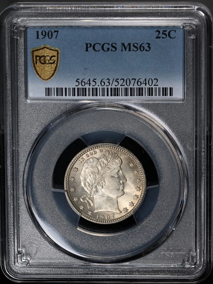1907-P Barber Quarter PCGS MS63 Great Eye Appeal Strong Strike - Image 3 of 4