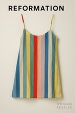 Reformation Lindsay Multicolor Rainbow Striped Sleeveless Camisole Dress Size 6