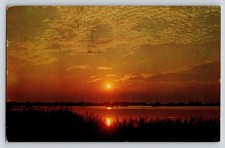 Vintage Beautiful Long Island Sunset Photochrome Postcard Posted 5.5x3.5 USA