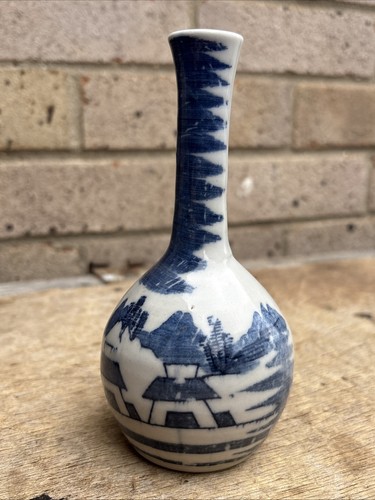 Antique Chinese Blue White Vase Old / Rare / Unusual / Hand Painted / Early - Picture 6 of 18