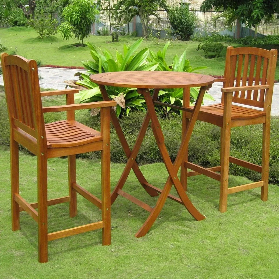 Royal Tahiti Terrassa 3-Piece Patio Bar-Height Bistro Set Dark Honey - Image 2 of 2