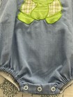 ZUCCINI-6M-Baby Boy Bubble Romper-Blue Mini-Check-Embroidered Turtle Front/Back — photo 6