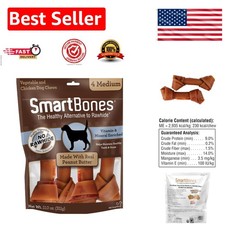 Medium Peanut Butter Dog Chews - Rawhide-Free, 4 Count, Perfect for All Breeds