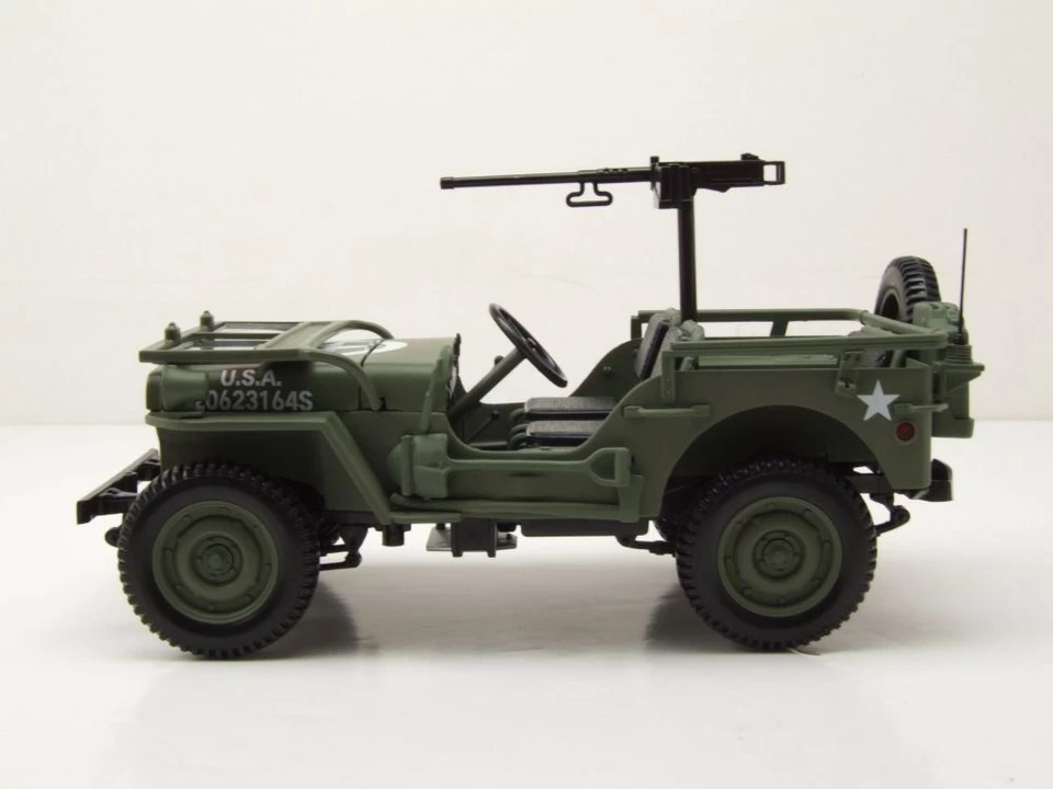 Willys Jeep Esercito Militare D-Day 1944 Verde Modellino 1:18 Norev - Immagine 3 di 4