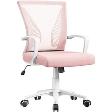 Office Desk Chair Computer Chair with Arms and Back Support for Home Work, Pink