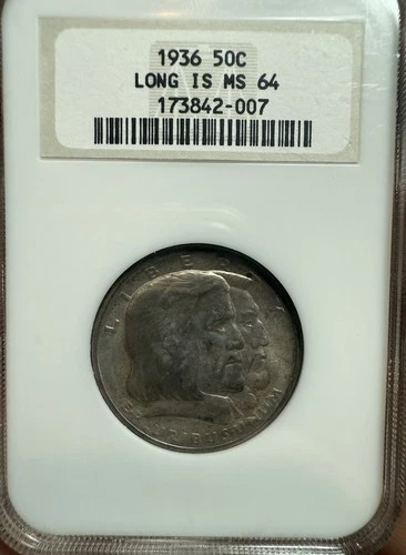 1936 Long Island Half Dollar Old NGC Fatty MS 64 Frosted Silver Luster 50c