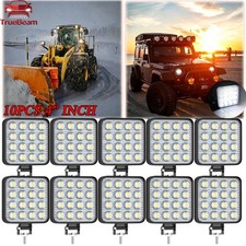 10PCS 60W Square LED Work Lights Truck OffRoad Tractor Flood Lights 12V 3.3 Inch