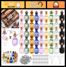 45 Pcs Mini Glass Cork Bottles - Colorful Tiny Spell Jars for DIY Crafts, Party
