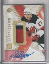 2021/22 UPPER DECK SPX YEGOR SHARANGOVICH 3 COLOR GOLD PATCH/AUTO CARD #48 #d/49