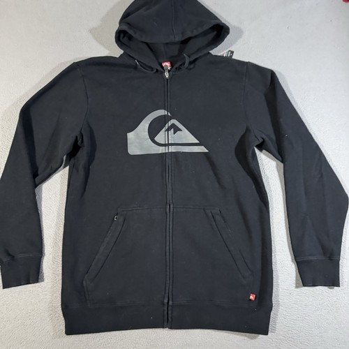 Quicksilver Fleece Hoodie Black Jacket Knit Skate Sweatshirt  Men's Size Large