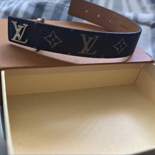 Louis Vuitton Men's Black Leather Monogram Bangle Bracelet