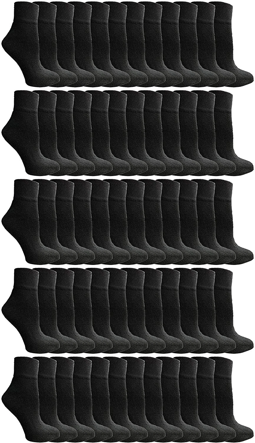 180 Units of Kids Cotton Quarter Ankle Socks In Black Size 4-6 - Boys Ankle Sock
