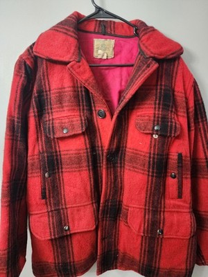 Vintage Johnson Woolen Mills Buffalo Plaid Hooded Wool Hunting Jacket 38