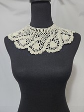 Beautiful Vintage 50s Warm White Victorian Crochet Lace High Neck Dress Collar