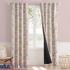 Blackout Curtains Set W/ Floral Pattern Nursery Living Room Privacy 2 Panels New