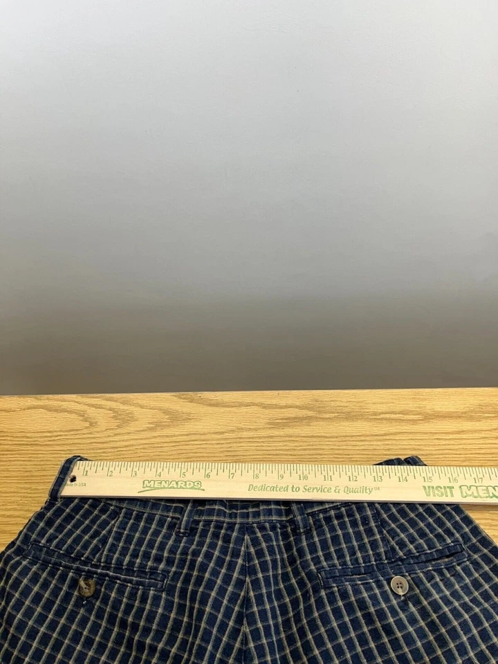 Pantalones Cortos Chinos Eddie Bauer Para Hombre Talla 34 Azul Marino Cuadros Frontales Plisados tiro Medio Foto 3 de 4
