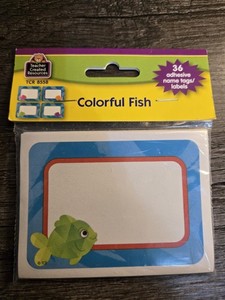 Teacher Created Resources Colorful Fish 36 Adhesive Name Tags Labels TCR 8558