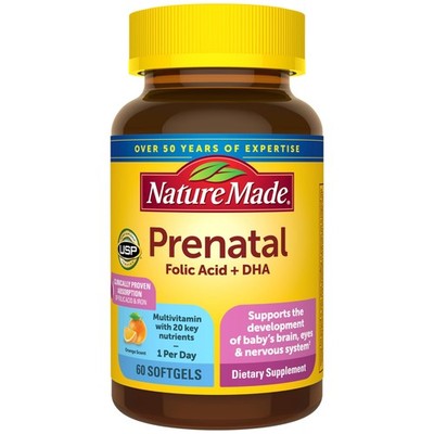 Nature Made Prenatal Vitamins for Women with Folic 60 Count (Pack of 1), Red