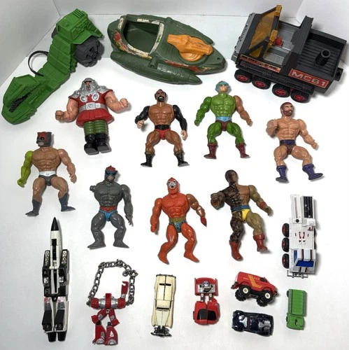 Vintage 80’s Action Figures Toys Parts Lot Robots 1980’s MOTU Transformers Cars