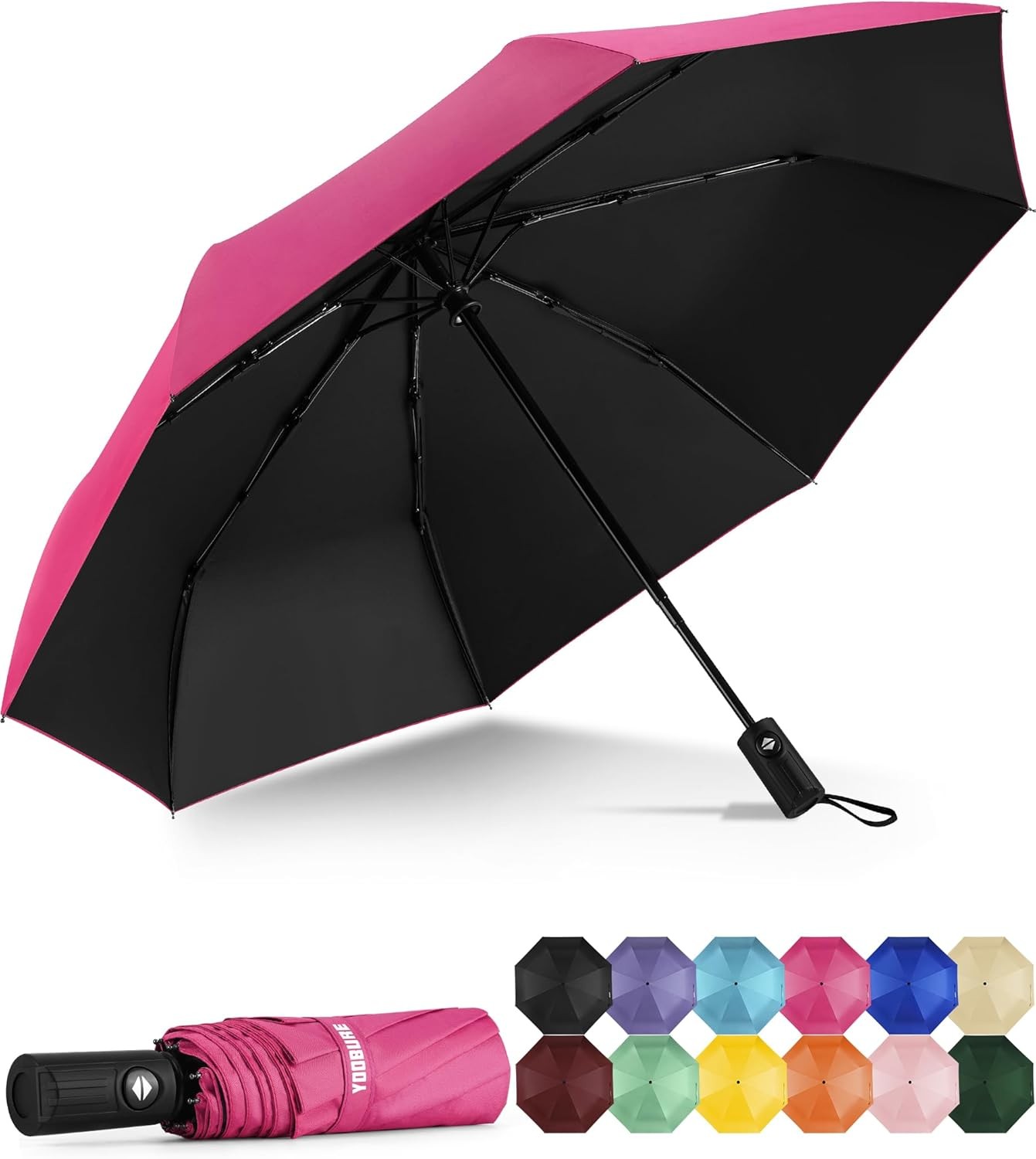 Yoobure Windproof Travel Umbrella, Compact, UV Protection, Folding Design