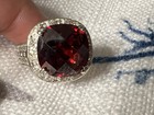 925 Sterling Silver Cocktail Ring Cushion-Cut Red Stone Prong Set Size 8.5 — photo 3