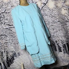 VINTAGE AQUA DRESS SET Handmade Sky Blue Spring Church Formal Mother Wedding