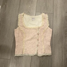 Red Valentino Italy Silk Ruffle Bottom Top Blouse sz S/M