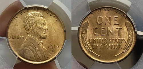 1912 S Lincoln Wheat Cent 1c PCGS MS 65 Red