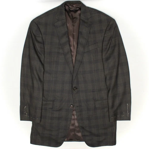 NWOT Adrian Jules Mens Sport Coat 40L 41L Brown Blue Plaid Wool Jacket