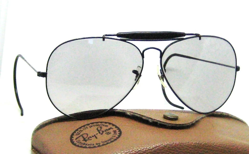 Gafas de sol Ray-Ban vintage años 70 EE. UU. B&L aviador cambiables negras cromadas 62 mm como nuevas Foto 3 de 4