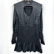 Farm Rio Mini Dress Womens Small Black Heart Neckline Smocked Goth Y2k Going Out