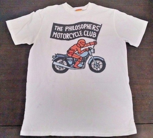 T-shirt uomo Palmer Cash M Philosophers Motorcycle Club tinta unita bianca USA nuova - Foto 2 di 3