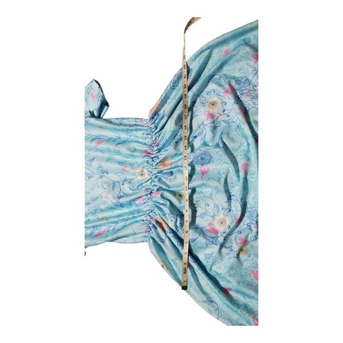 Whirlaway Frocks Sky Blue Secretary Dress Puff Sleeves Floral Print Size 12 80s - Picture 12 of 17