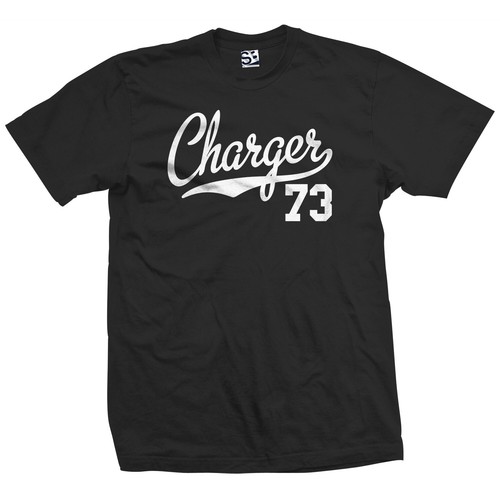 Charger 73 Jersey T-Shirt | 1973 Script Classic Baseball Sports Tee Mens