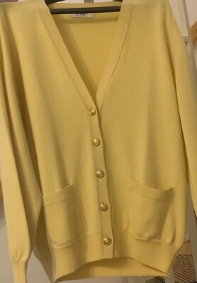Jacke Pringle Modisch Hellgelb 42 Goldknöpfe Posthorn Lambswool